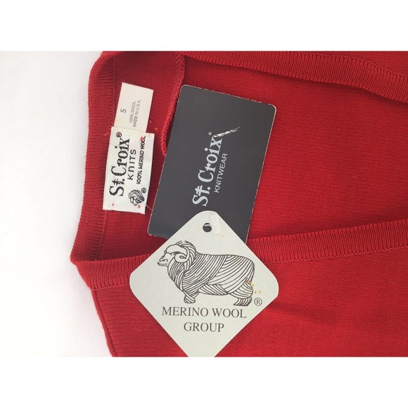 St. Croix Wool Cardigan Jacket Red Gold Buttons - Picture 8 of 12